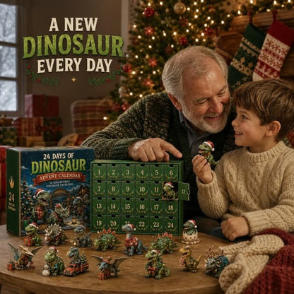 🦖24 Days of Dinosaur Christmas Advent Calendar – 24 Collectible Dino Figurines & Holiday Surprises
