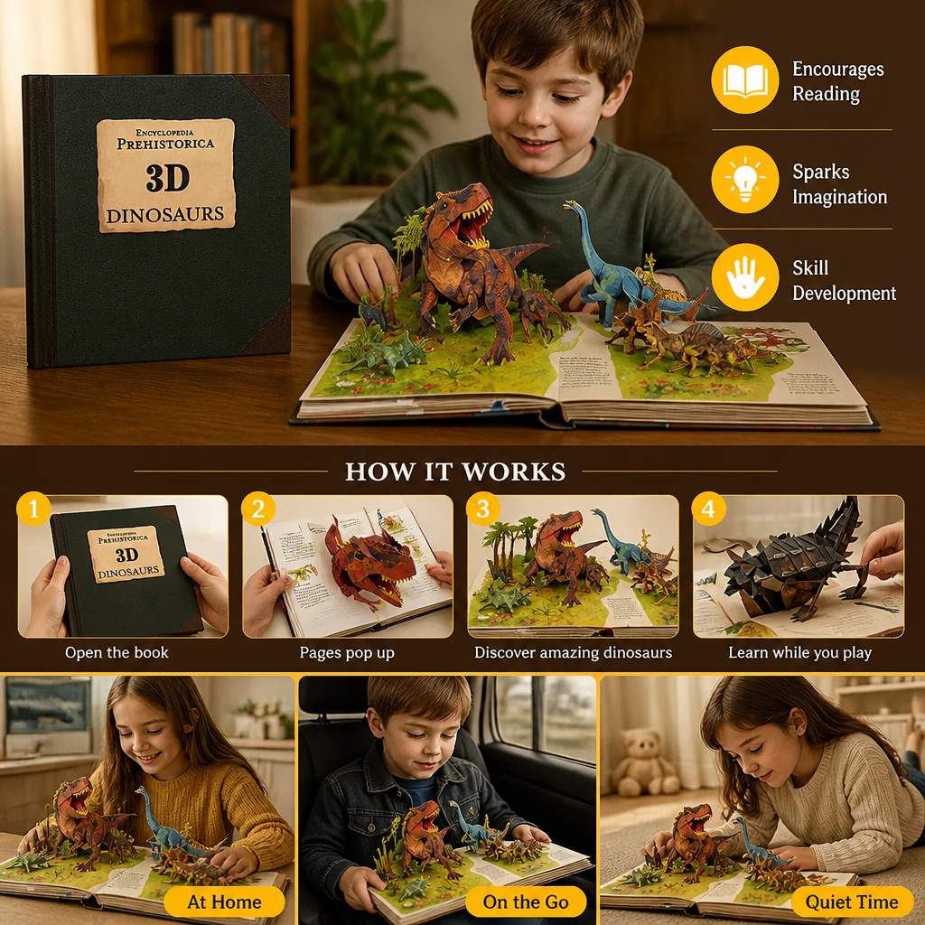 3D Dinosaur Pop-Up Book – Bring Prehistoric Giants to Life & Make Learning Fun