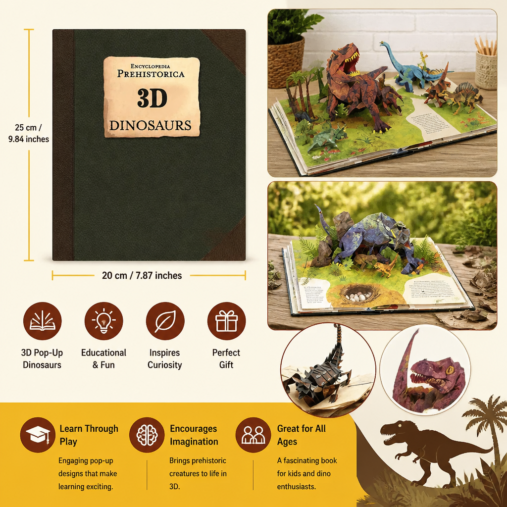 3D Dinosaur Pop-Up Book – Bring Prehistoric Giants to Life & Make Learning Fun